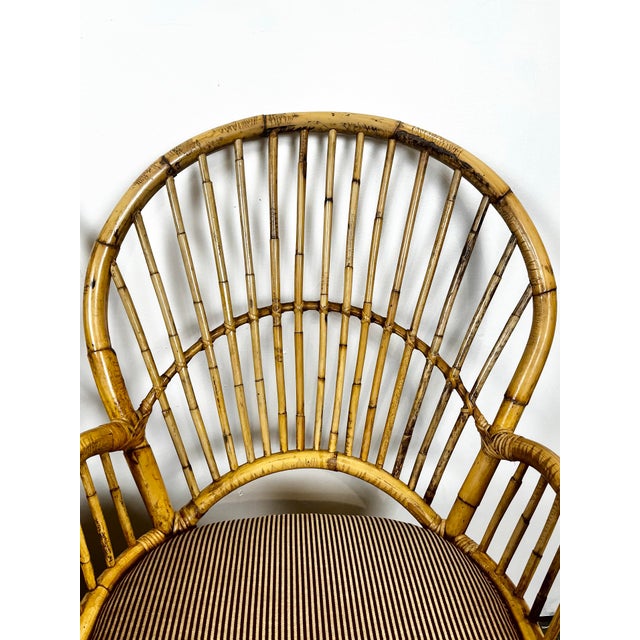 Vintage Rattan Bamboo Fan Back Chairs- A Pair For Sale - Image 4 of 12