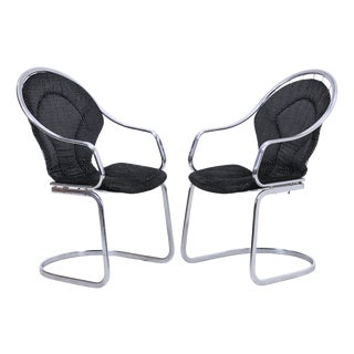 Vintage Cantilever Chairs in Chrome by Gastone Rinaldi, Set of 2 For Sale