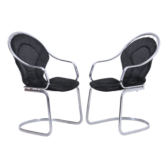 Vintage Cantilever Chairs in Chrome by Gastone Rinaldi, Set of 2 For Sale