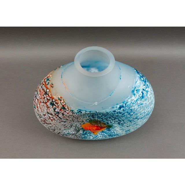 Mid-Century Modern Kosta Boda Sweden Kjell Engman Signed Reef Fish Art Glass Vase #80202 For Sale - Image 3 of 7