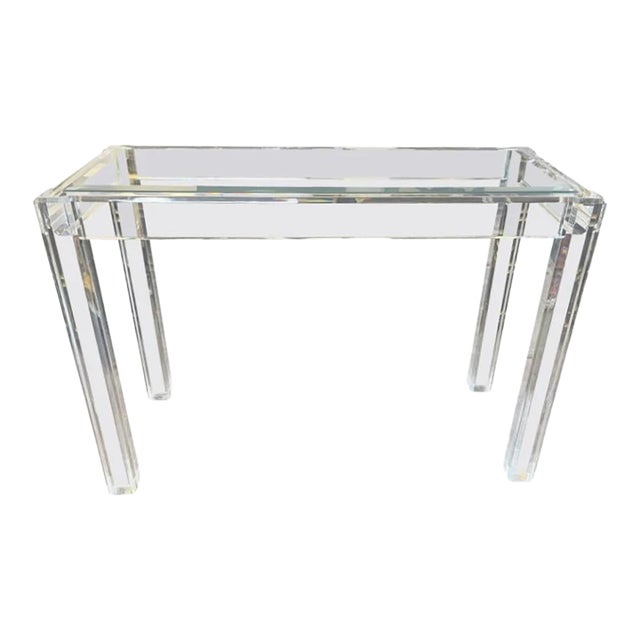 Vintage 1970s Mid-Century Modern Lucite Console Sofa Table For Sale