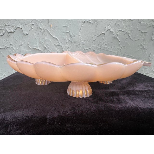 1930s Hand-Painted Cambridge Glass Three-Section Floral Relish Dish With Gilt Accents For Sale - Image 5 of 12