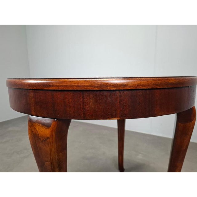 Art Deco Round Table in Wood and Veneer, Czechoslovakia, 1930s For Sale - Image 3 of 18
