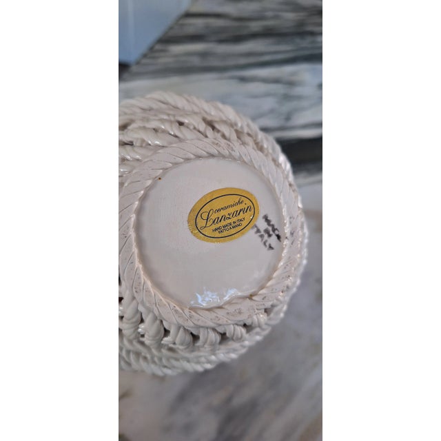 Vintage Ceramiche Lanzarin Italian Porcelain Trompe l'Oleil Basket of Citrus Fruit For Sale - Image 10 of 11