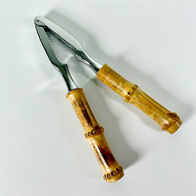 1970s Vintage Hollywood Regency Coastal Boho Chic Bamboo Handle Nutcracker For Sale - Image 10 of 10
