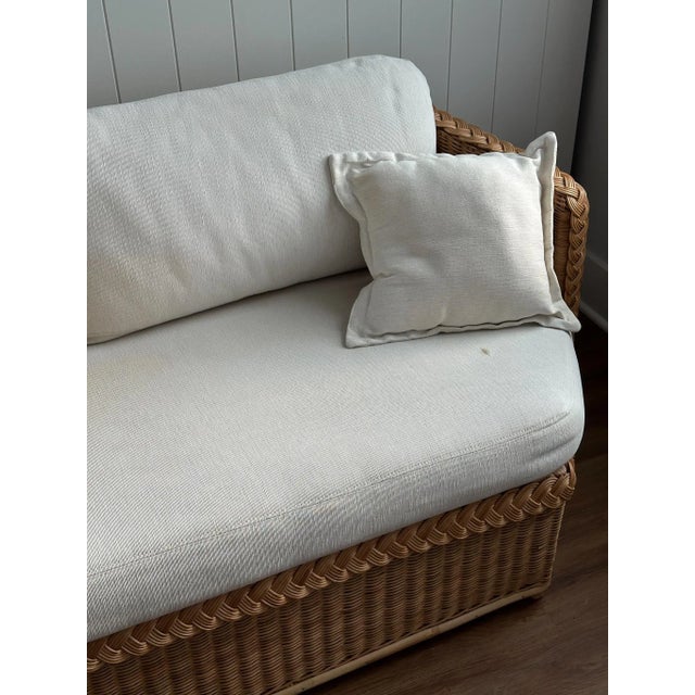 Brown Vintage Brown Jordan Braided Wicker Hexagonal Sofa For Sale - Image 8 of 18