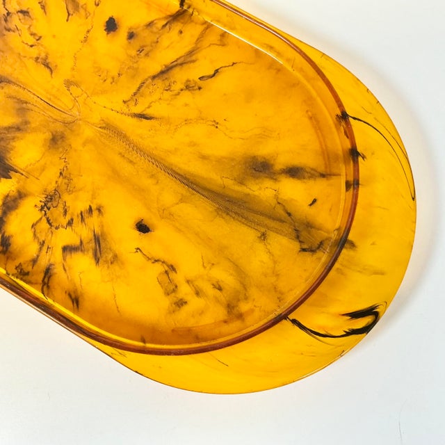 1970s 1970s Vintage Hollywood Regency Boho Chic Faux Tortoise Acrylic Lucite Tray For Sale - Image 5 of 14