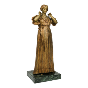 Art Nouveau Gilt Bronze Sculpture of a Standing Lady by Dominique Alonzo