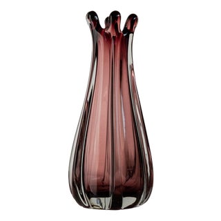 Vintage Italian Murano Glass Vase in Berry Tone, 1960s For Sale