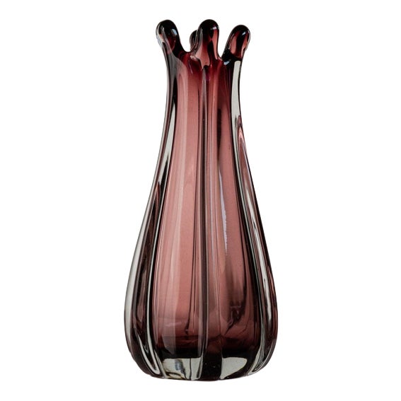 Vintage Italian Murano Glass Vase in Berry Tone, 1960s For Sale