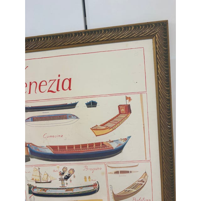 Fornasetti Barche a Venezia Vintage Italian Nautical Poster Framed Venice Boat Chart Wall Art For Sale - Image 4 of 15