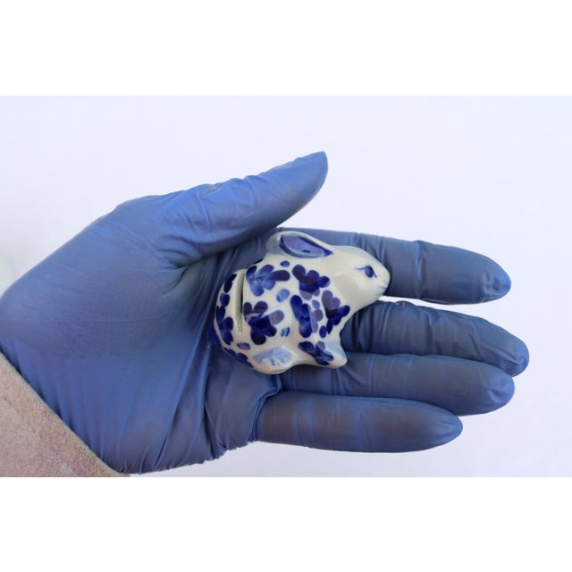 Vintage Delft Blue and White Bunny Rabbit Ceramic Place Card Holders-Set of 11 For Sale - Image 12 of 15