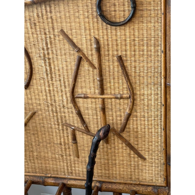 French Bamboo Hall Tree With Fan Mirror , Aesthetic Movement 1870-1900 For Sale - Image 12 of 15