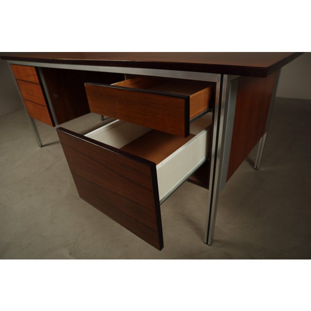 Brown Selene Executive Desk from Ora Acciaio, Italy, 1970s For Sale - Image 8 of 17