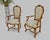 Brown Pair Carved Striped Upholstery Tall Backs Carved Walnut Scallop Design Decorated For Sale - Image 8 of 17