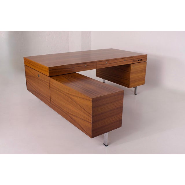 Wood Executive Desk in American Walnut, 1970s For Sale - Image 7 of 7