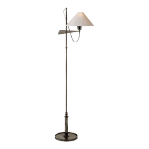 J. Randall Powers for Visual Comfort Signature Hargett Bridge Arm Floor Lamp in Bronze with Natural Paper Shade