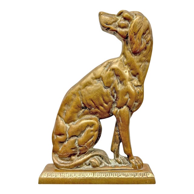 Late 19th/Early 20th Century Bronze Hound Doorstop For Sale