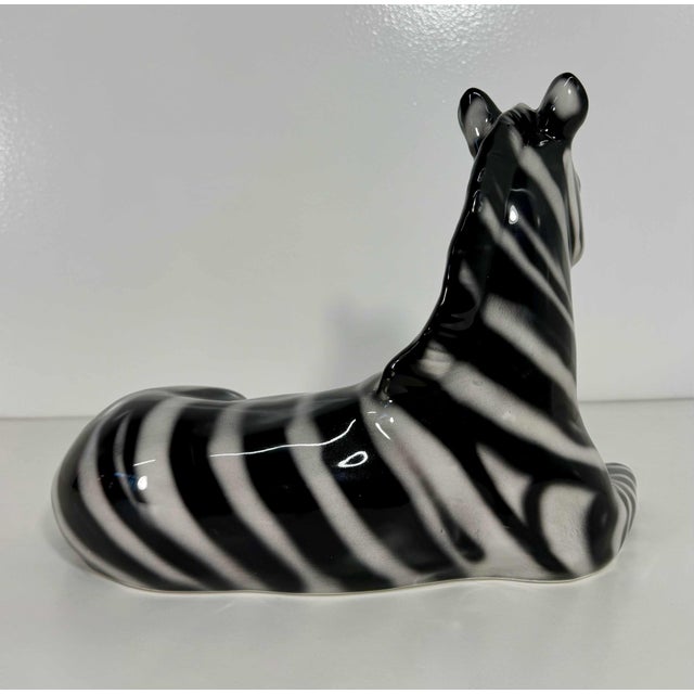 Black Glazed Ceramic Zebra Sculpture, Bassano, 2000s For Sale - Image 8 of 10
