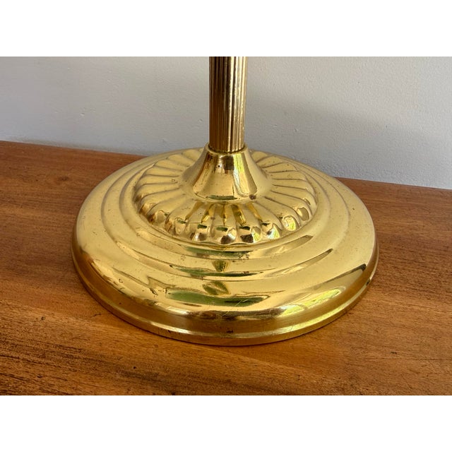 Vintage Brass Emeraldite Glass Shade Bankers Lamp For Sale - Image 6 of 9