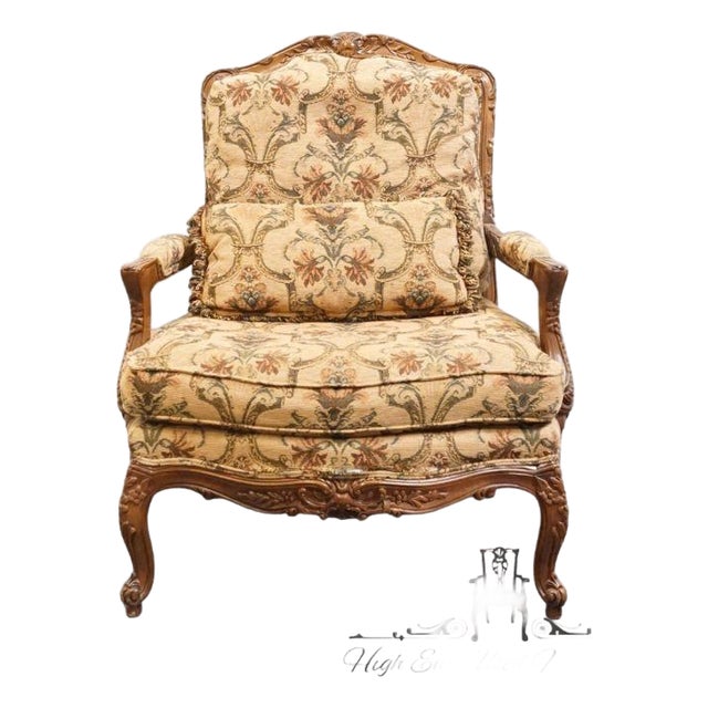 High End Louis XV French Provincial Accent Bergere Arm Chair For Sale