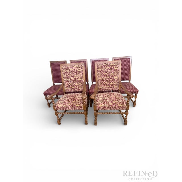 Baroque Set of 6 Baroque Revival Dining Chairs With Barley Twist Legs, Including 2 Armchairs, Late 19th / Early 20th Century For Sale - Image 3 of 16