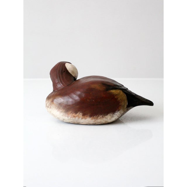 Vintage Hand Carved Canvasback Duck Decoy For Sale - Image 4 of 12