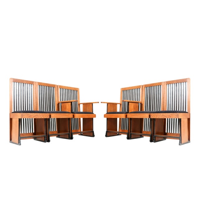 Art Deco Modernist Oak High Back Dining Room Chairs from Architect Caspers, 1920s, Set of 6 For Sale