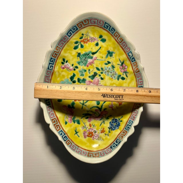 Circa 1930s Chinese Republic Era Famille Jaune Footed Dish Qianlong Mark For Sale - Image 11 of 12