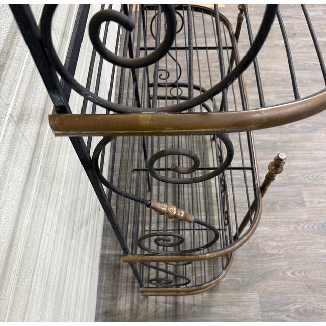 Vintage French Country or Mediterranean Style Wrought Iron Brass Baker’s Rack For Sale In Kansas City - Image 6 of 15