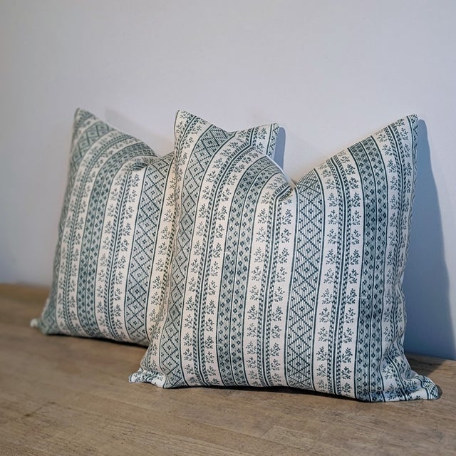 Traditional Jasper Dutch Stripe Porcelain 22" Pillows For Sale - Image 3 of 6