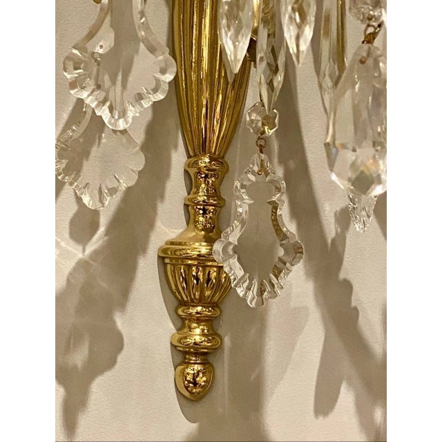 Mid 20th Century Vintage 5-Light Bronze & Crystal | Chandelier -Style Wall Sconce For Sale - Image 5 of 6