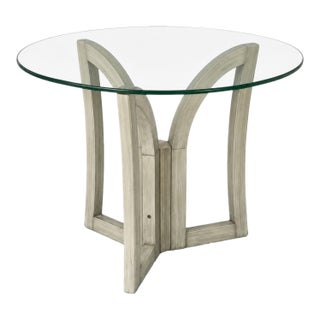 Vintage Postmodern Sculptural Tripod Side Table With Round Glass Top For Sale