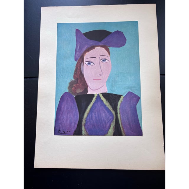 After Pablo Picasso, Portrait of "Portrait of D. M." | Limited Edition | Signed in Plate | 1940s Swiss Lithograph For Sale In Boston - Image 6 of 7