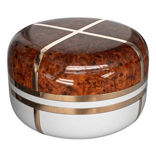 "Armonia" Coffee Table, Bronze, Stainless Steel, Finely Crafted Wood For Sale