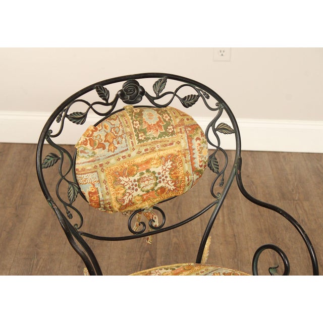 Woodard 'Chantilly Rose' Vintage Set of Six Wrought Iron Dining Chairs For Sale - Image 4 of 12