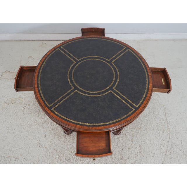 Maitland - Smith 1990s Maitland Smith Round Mahogany Leather Top Center Table For Sale - Image 4 of 18