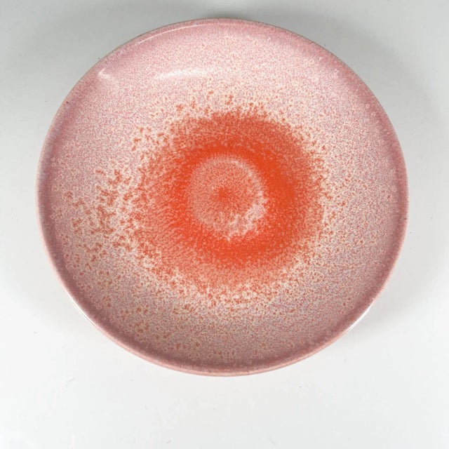 Abstract 1980s Postmodern Pink Stoneware Art Pottery Plate For Sale - Image 3 of 8