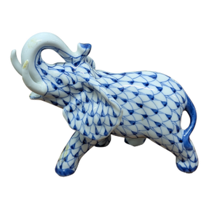 Vintage Porcelain Blue and White Elephant