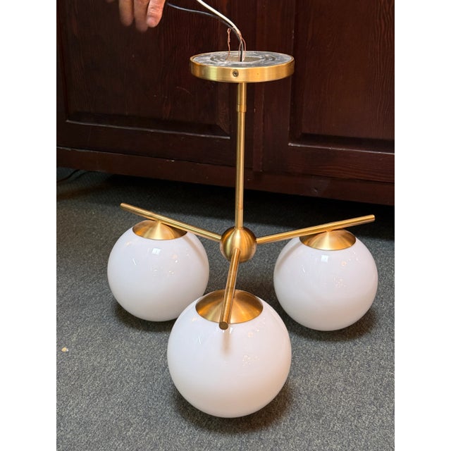 West Elm West Elm Sphere & Stem 3 Light Chandelier For Sale - Image 4 of 12