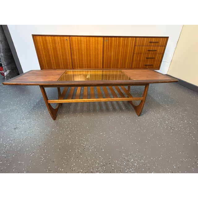 Vintage Danish Modern Style Teak and Glass Large Coffee Table by GPlan For Sale - Image 4 of 9