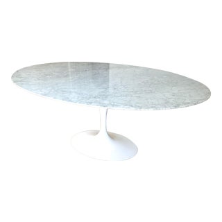 Saarinen Style Oval Marble Tulip Dining Table For Sale