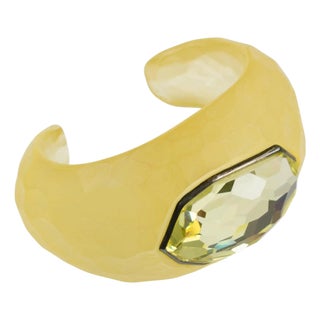 Daniel Swarovski Paris Lucite Cuff Bracelet with Massive Cut Rhinestone For Sale