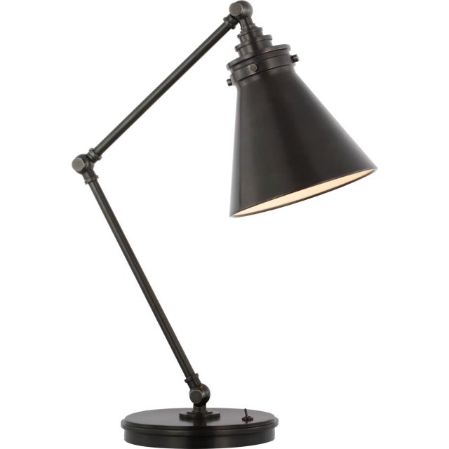 Modern Chapman & Myers by Visual Comfort Signature Parkington Medium Articulating Desk Lamp in Bronze For Sale - Image 3 of 3