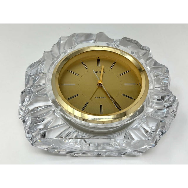 Vintage Seiko Japanese Faceted Crystal Quartz Desk or Mantel Clock, circa 1980s For Sale - Image 11 of 12