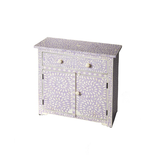 2020s Vivienne 29 in. W Rectangular Bone Inlay 1 Drawer 2 Door Console Chest For Sale - Image 5 of 5