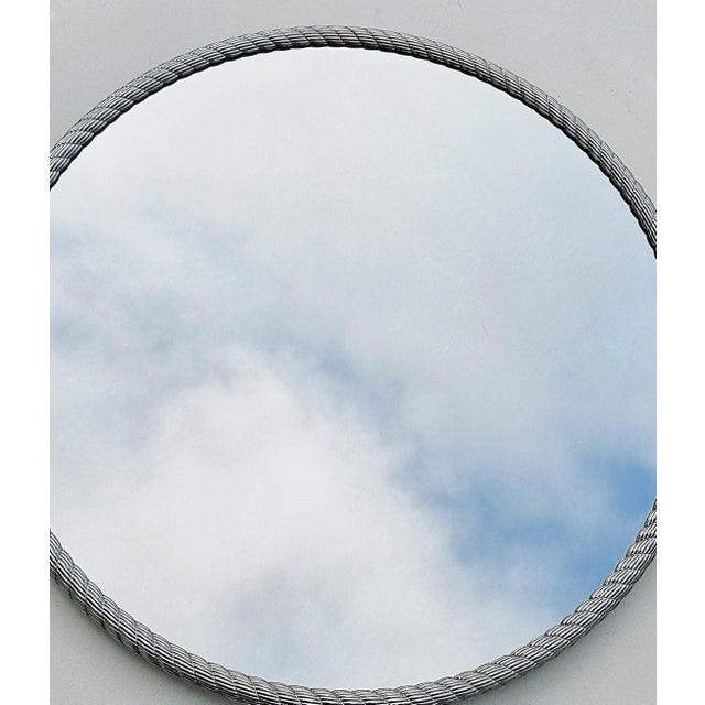 Silver Mid-Century Round Metal Mirror, 1970s For Sale - Image 8 of 12