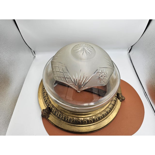 Pre-war brass ceiling lamp, dimensions: height 23.5 cm, diameter 38.7 cm. Up to 250V (Europe/UK Standard).The wiring of...