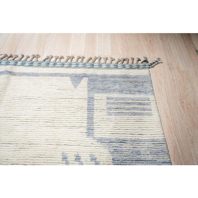 Contemporary 12x15 Ivory Hand-Knotted Wool Abstract Village Motifs Tribal Modern Carpet Rug For Sale - Image 3 of 8