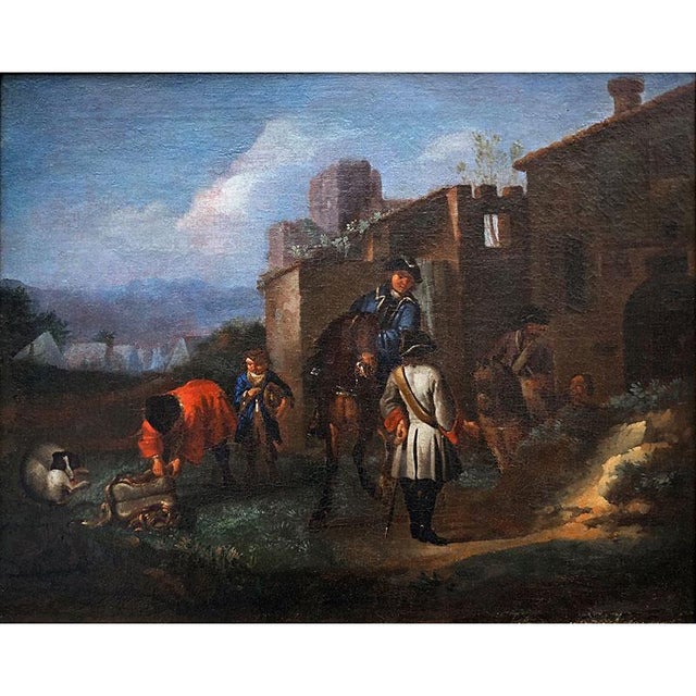 Philips Wouwerman, Knights in Front of a Coaching Inn and Knights and Bathers at a Stream, 1600s, Oil on Canvases, Set of 2 For Sale - Image 5 of 15